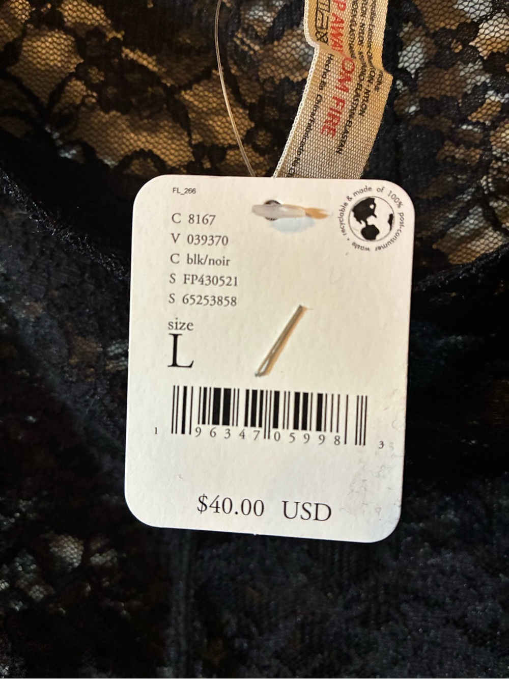 NWT Free People Black Floral Lace Leggings See-Through Club Rave Goth Metal Punk - Picture 9 of 9